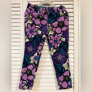 Hartstrings Purple and Green Floral Corduroy Pants Size 4T